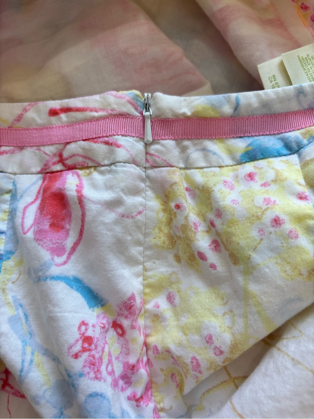 Sigrid Olsen Sz 12 Cotton Floral Print Skirt Blue Pink Cottagecore Resortwear - Picture 11 of 12